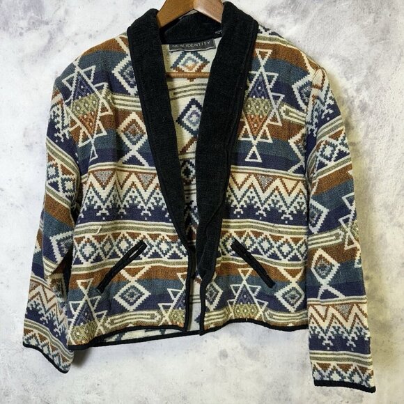 New Identity Tapestry Blazer Coat Womens 1X Aztec Southwest - Picture 1 of 14